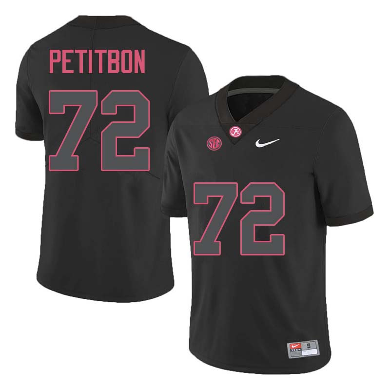 Alabama Crimson Tide Men's Richie Petitbon #72 Black NCAA Nike Authentic Stitched College Football Jersey SJ16H24XM
